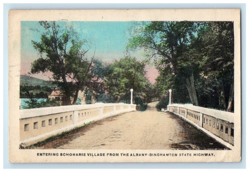 1930 Entering Schoharie Village From Albany Bingham State Highway NY Postcard