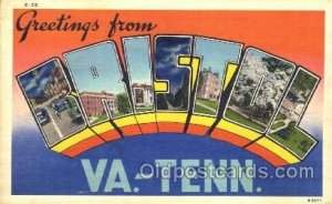 Greetings From Bristol, Virginia - Tennessee, USA Large Letter Town Unused cl...