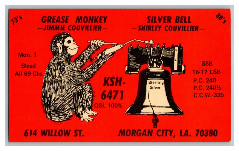 Postcard QSL Radio Card From Morgan City LA Louisiana KSH-6471 
