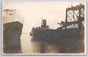 RPPC Great Lakes Steamer Tionesta Pennsylvania Railroad & Coal Pier Postcard D24