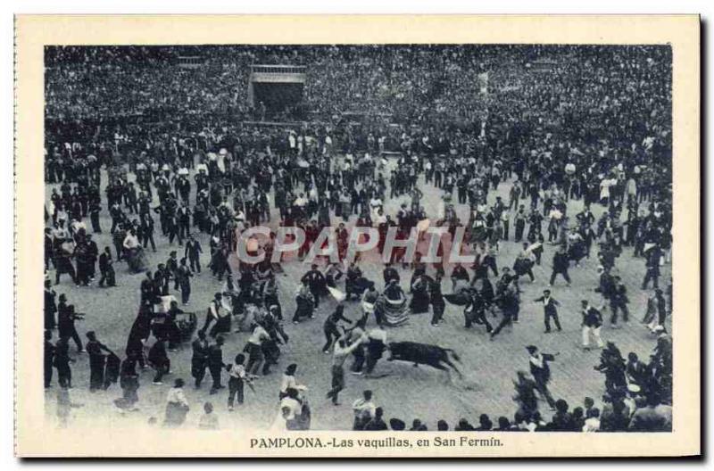 Old Postcard Pamplona Las heifers Bulls in San Fermin