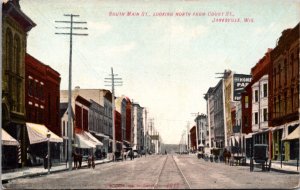 Postcard South Main Street Looking North from Court Street Janesville, Wisconsin