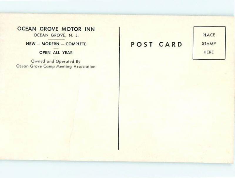 Vintage Post Card Ocean Grove Motor Inn Hotel Camp Mtg Ocean Grove N J   # 3980