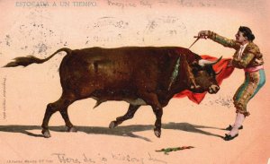 Vintage Postcard 1906 Bull Fighter Estocada A Un Tiempo Spain