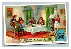 Vintage Liebig Trade Card - French - Colorful Feathered Birds Meal Preparation