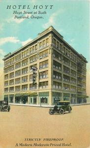 Autos Hotel Hoyt Portland Oregon 1941 Postcard roadside 39