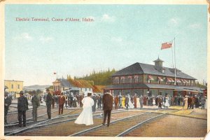 Electric Terminal, Coeur d'Alene, Idaho Railroad Depot c1910s Vintage Postcard