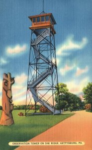 Vintage Postcard Observation Tower On Oak Ridge Gettysburg Pennsylvania Blocher