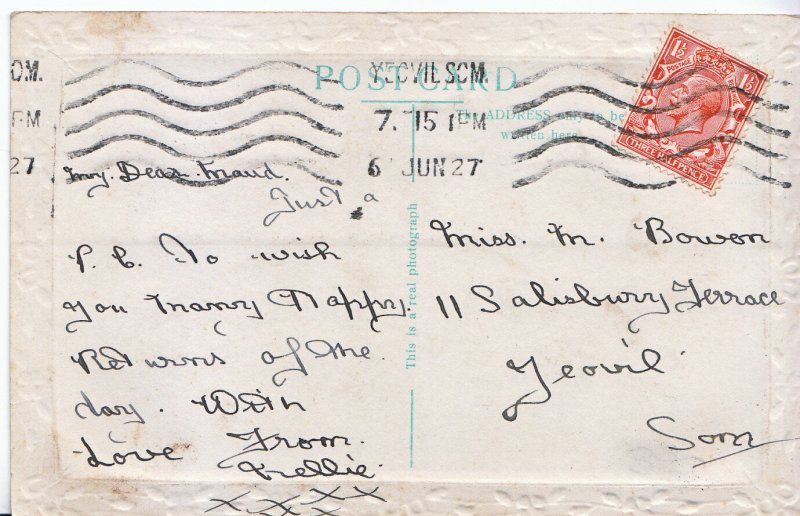 Genealogy Postcard - Family History - Bowen - Yeovil - Somerset    U4023