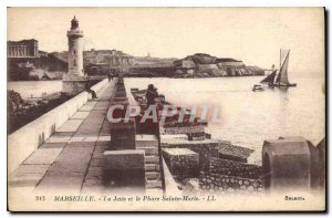 Old Postcard Marseille La Jetee and Lighthouse St. Mary