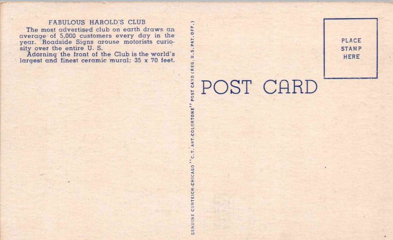 Reno, Nevada - Ceramic Roaring Camp Mural at Harold's Club Casino - 1940s