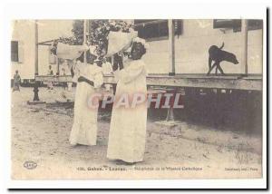 Old Postcard Gabon Loango Neophytes of the Catholic mission