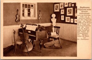 Vtg Beethoven Grand Piano and String Instruments Postcard