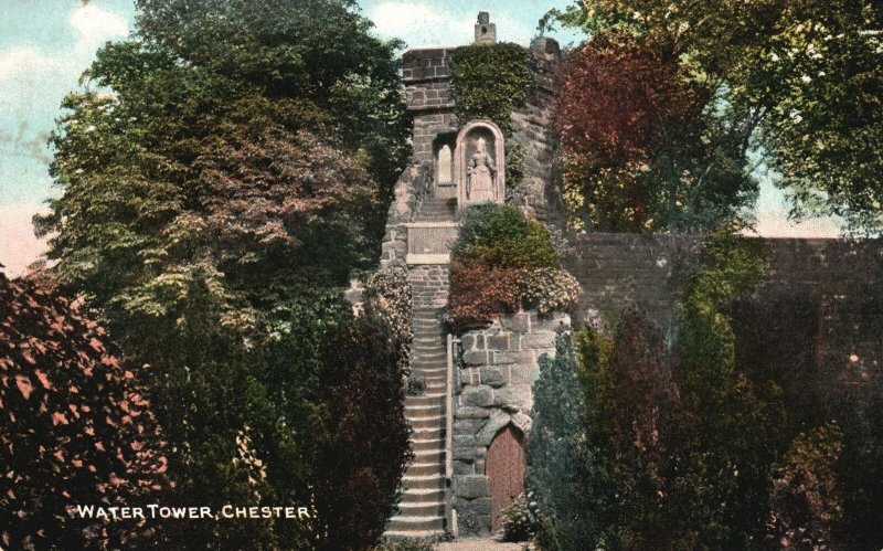 Vintage Postcard Water Tower National Heritage List Spur Wall Chester England