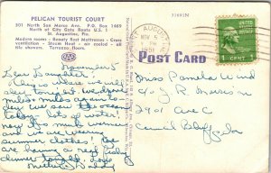 Linen Postcard Pelican Tourist Court in St. Augustine, Florida~135822 