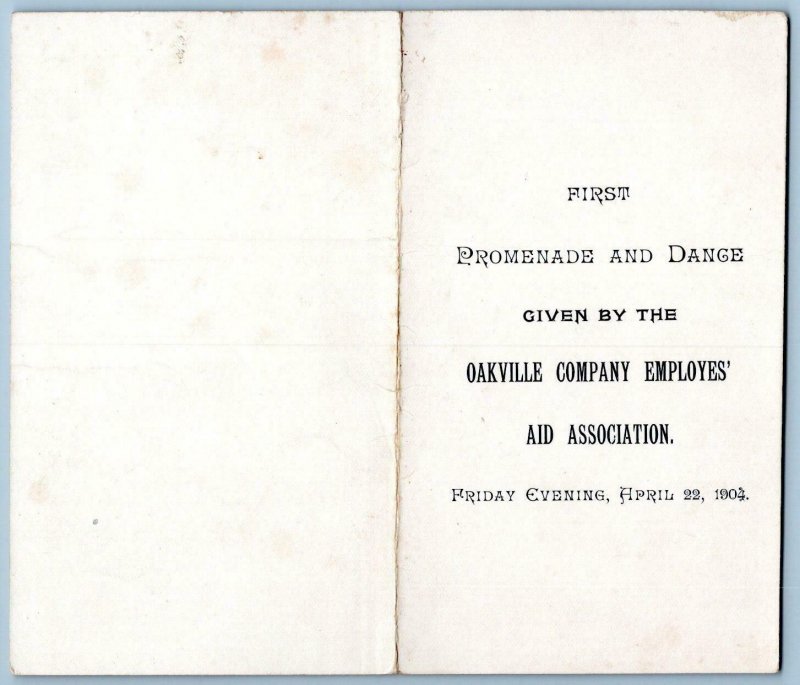 1904 OAKVILLE COMPANY EMPLOYEES' AID ASSOCIATION PROMENADE DANCE COMMITTEE NAMES