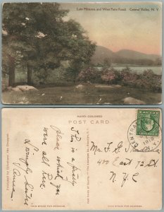 CENTRAL VALLEY N.Y. LAKE MILTANNA & WEST POINT ROAD 1919 ANTIQUE POSTCARD