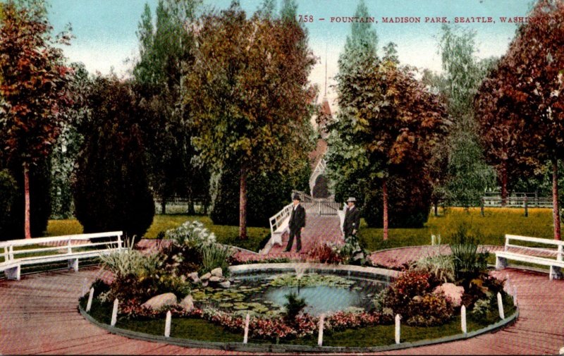 Washington Seattle Fountain In Madison Park
