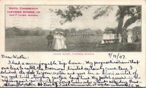 Postcard VA Fortress Monroe Hotel Chamberlin Military Guard Parade 1907 M40