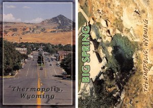 2~4X6 Postcards Thermopolis, WY Wyoming STREET SCENE & BIG SPRING~Mineral Spring