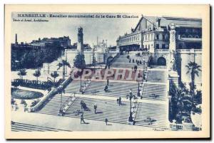 Old Postcard Marseille monumental staircase of St Charles station