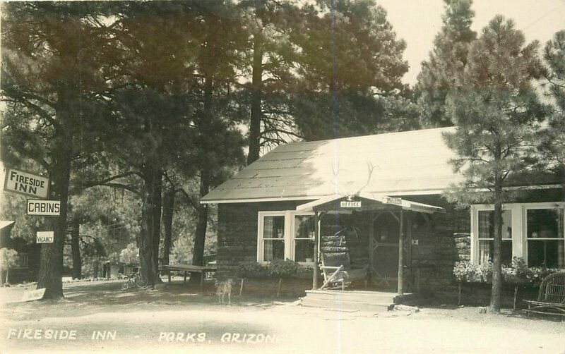 Fireside Inn Parks Arizona Roadside 1940s RPPC Photo Postcard 7707