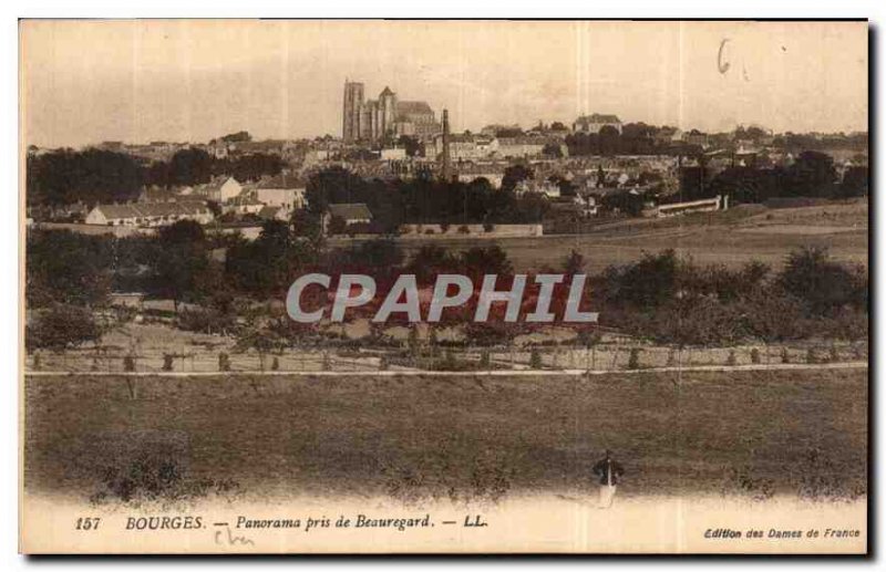 Old Postcard Bourges Panorama taken from Beauregard