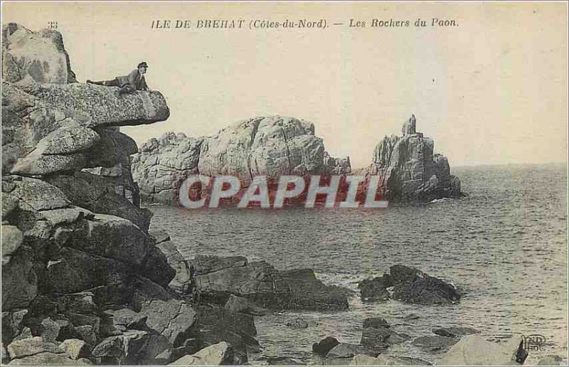 Old Postcard Island Brehat Cotes North Rocks The Peacock