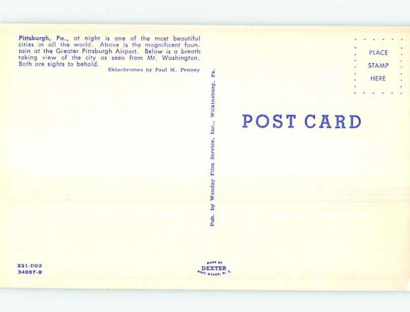 Unused Pre-1980 GREETINGS FROM - TWO VIEWS ON ONE POSTCARD Pittsburgh PA Q8181