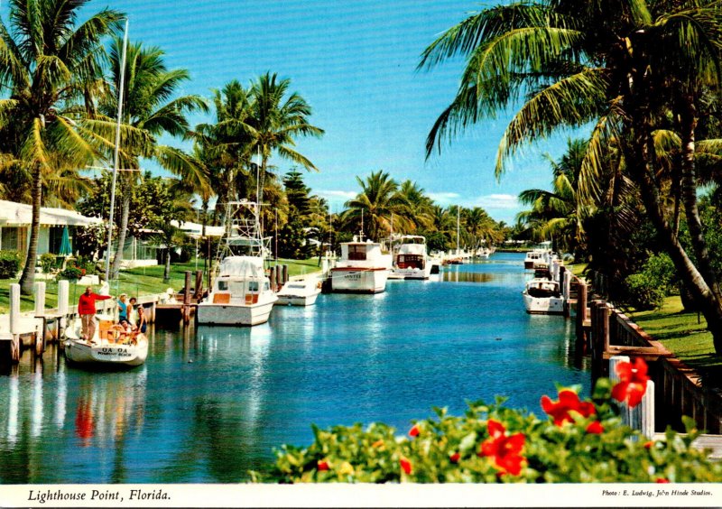 Florida Lighthouse Point Canal Scene