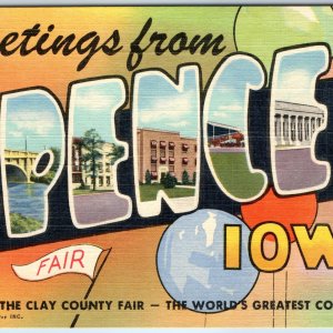 1949 Spencer, IA Greetings from Clay County Fair Large Letter Bubble PC UNP A249