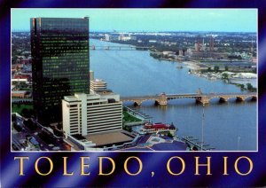 Ohio Toledo Aerial View Showing Draw Bridges Over The Maumee River