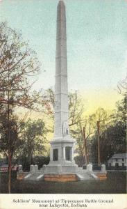 LAFAYETTE, IN Indiana  SOLDIERS MONUMENT~Tippecanoe Battle  c1910's Postcard