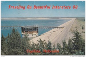 Aerial View, Interstate 80, Lake McConaughy, Kingsley Dam, OGALLALA, Nebraska...