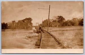 K45/ Bartlesville Oklahoma RPPC Postcard c1910 Flood Disaster Interurban 299