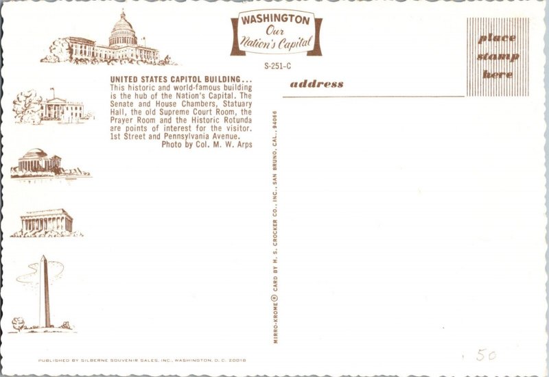 United States Capitol Continental Postcard CON15