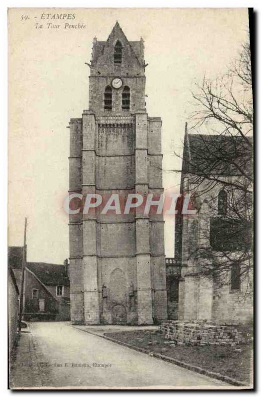 Old Postcard Etampes Tower Penchee