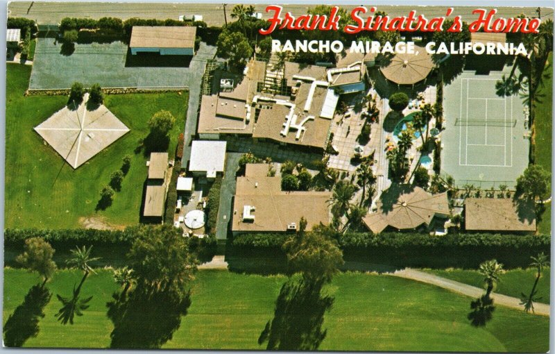Frank Sinatra's home Rancho Mirage aerial  California postcard