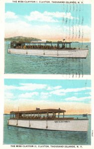 Vintage Postcard 1928 The Miss Clayton I & II Clayton Thousand Islands New York