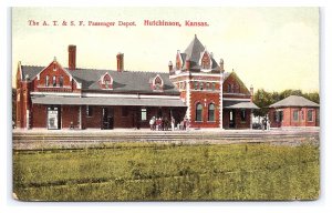 The A. T. & S. F. Passenger Depot Hutchinson Kansas c1910 Postcard