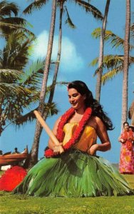 HULA GIRL Pu ili Bamboo Rhythm Sticks Kodak Hula Show c1950s Vintage Postcard