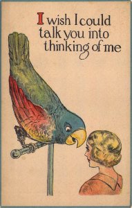 c.1908, Beautiful Parrot, Beautiful Woman, Humor, USA  Publ, Old Postcard