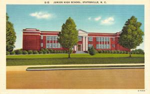 STATESVILLE, NC  North Carolina     JUNIOR HIGH SCHOOL    c1940's Linen Postcard