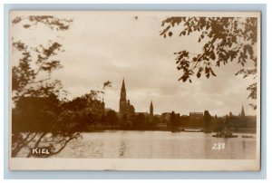 c1920's Lake And Building View Of Kiel Germany RPPC Photo Vintage Postcard