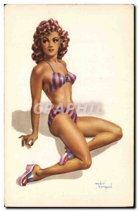 Old Postcard Fantasy Illustrator Woman Pin Up Andre Bermond