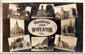 RPPC IL Wheaton - Greetings from - Church Library Golf Club Court House High Sch