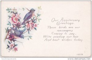 Anniversary Greetings Bird and Pink Flowers