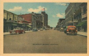 Billings Montana Broadway automobile Main Business 1940s Postcard 21-10904