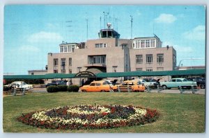 Memphis Tennessee TN Postcard Memphis Municipal Airport Scene 1957 Vintage Cars