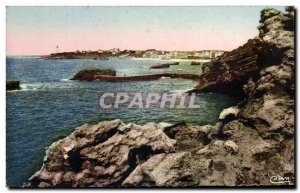 Old Postcard Biarritz La Digue in the Far Coffeemaker Beach